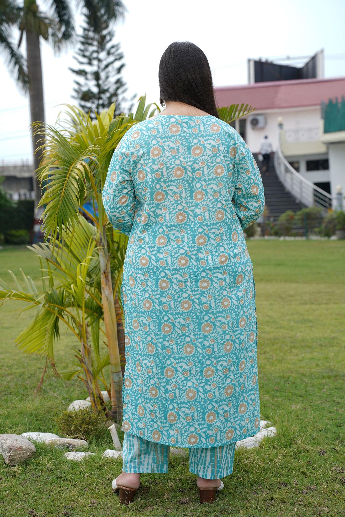 Summer Blue Cotton Suit Set