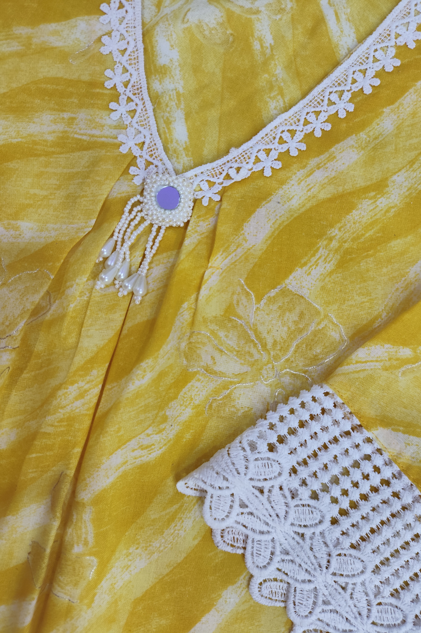 Yellow Cotton A-Line Suit Set