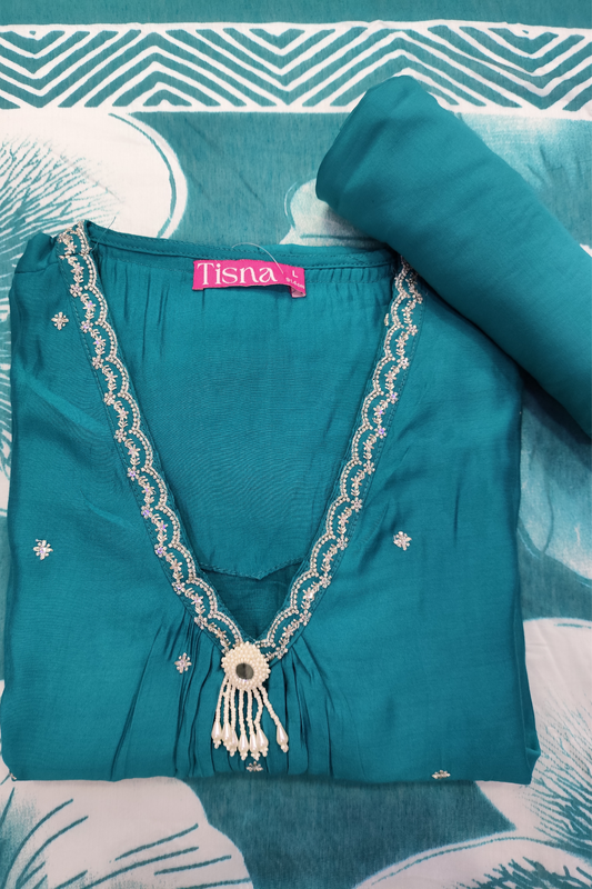 Firozi Zari Work Suit Set