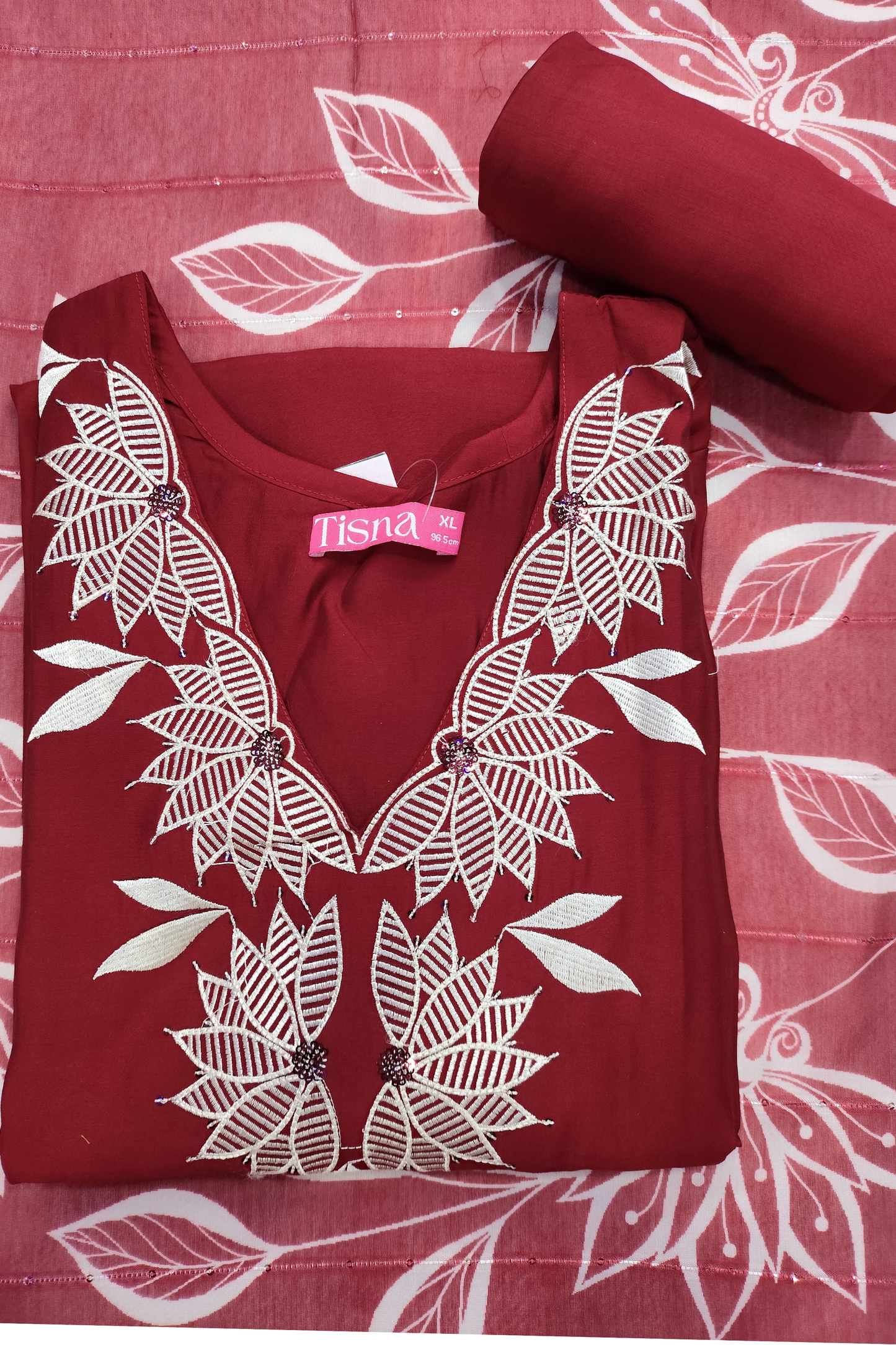 Maroon Thread & Sequin Work Suit Set