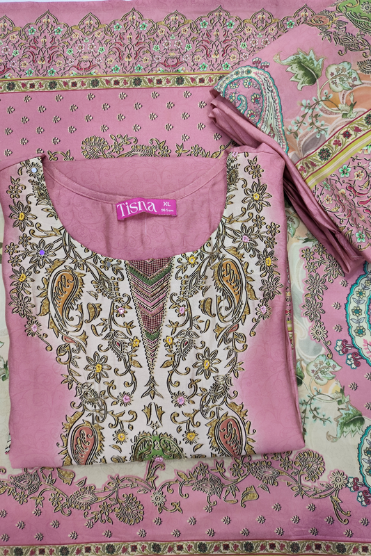 Dusty onion Stone & Mirror Work Suit Set