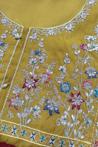 Mustard Zari Work Suit Set
