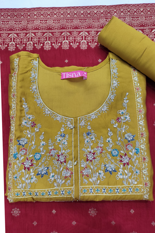 Mustard Zari Work Suit Set
