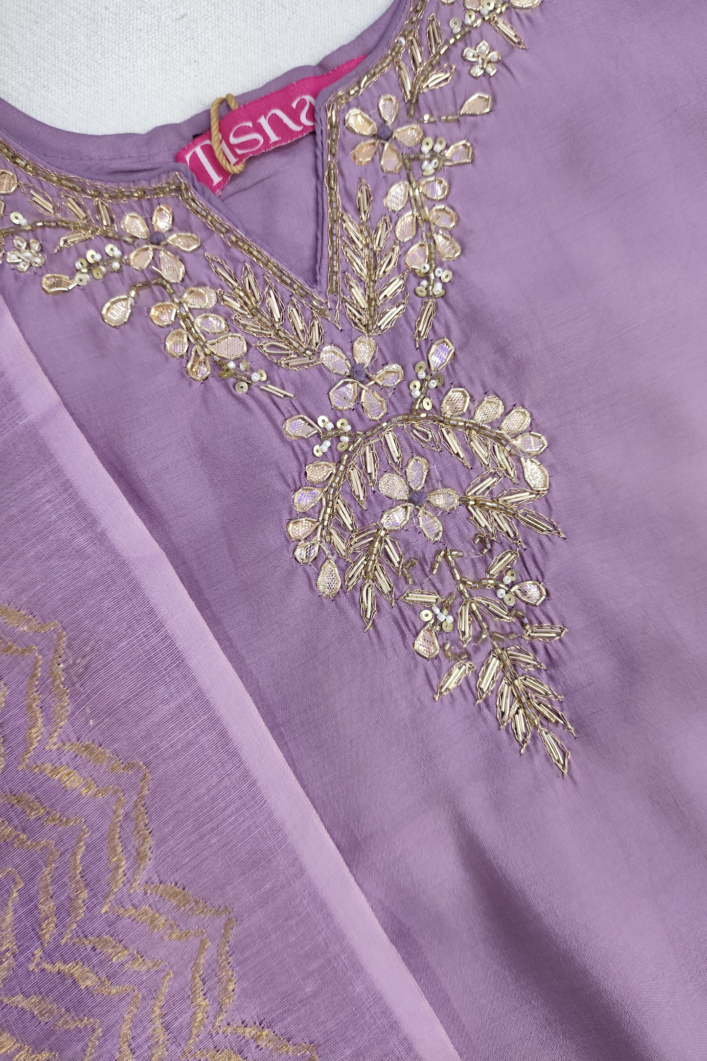 Mauve Zari Work Suit Set