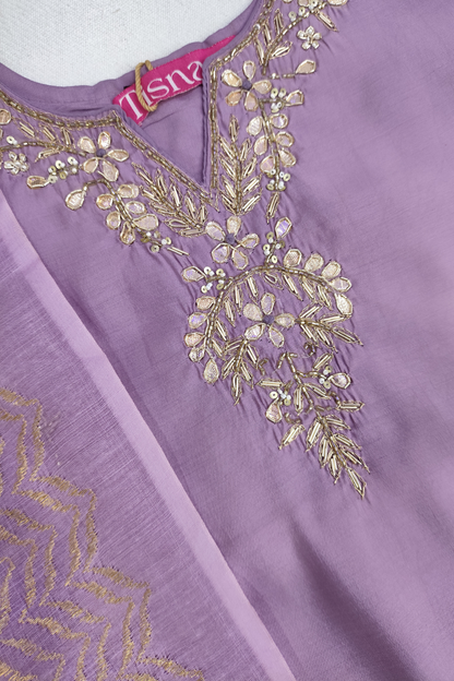Mauve Zari Work Suit Set