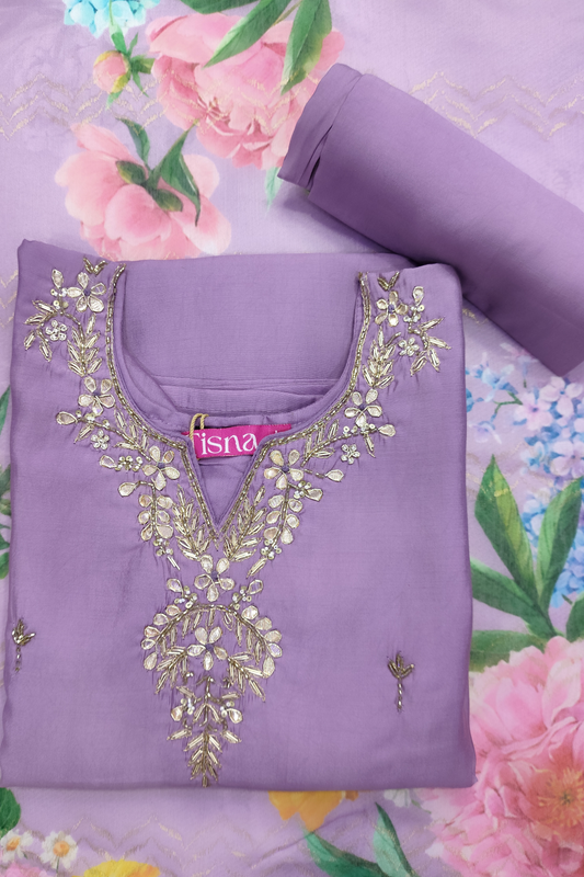 Mauve Zari Work Suit Set