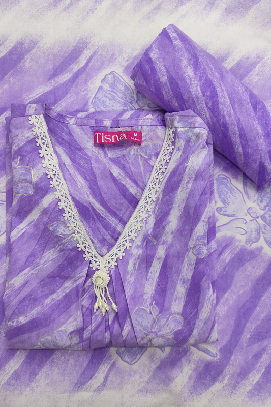 Lavender Cotton A-Line Suit Set