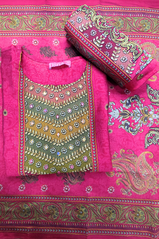 Hot Pink Mirror & Pearl work