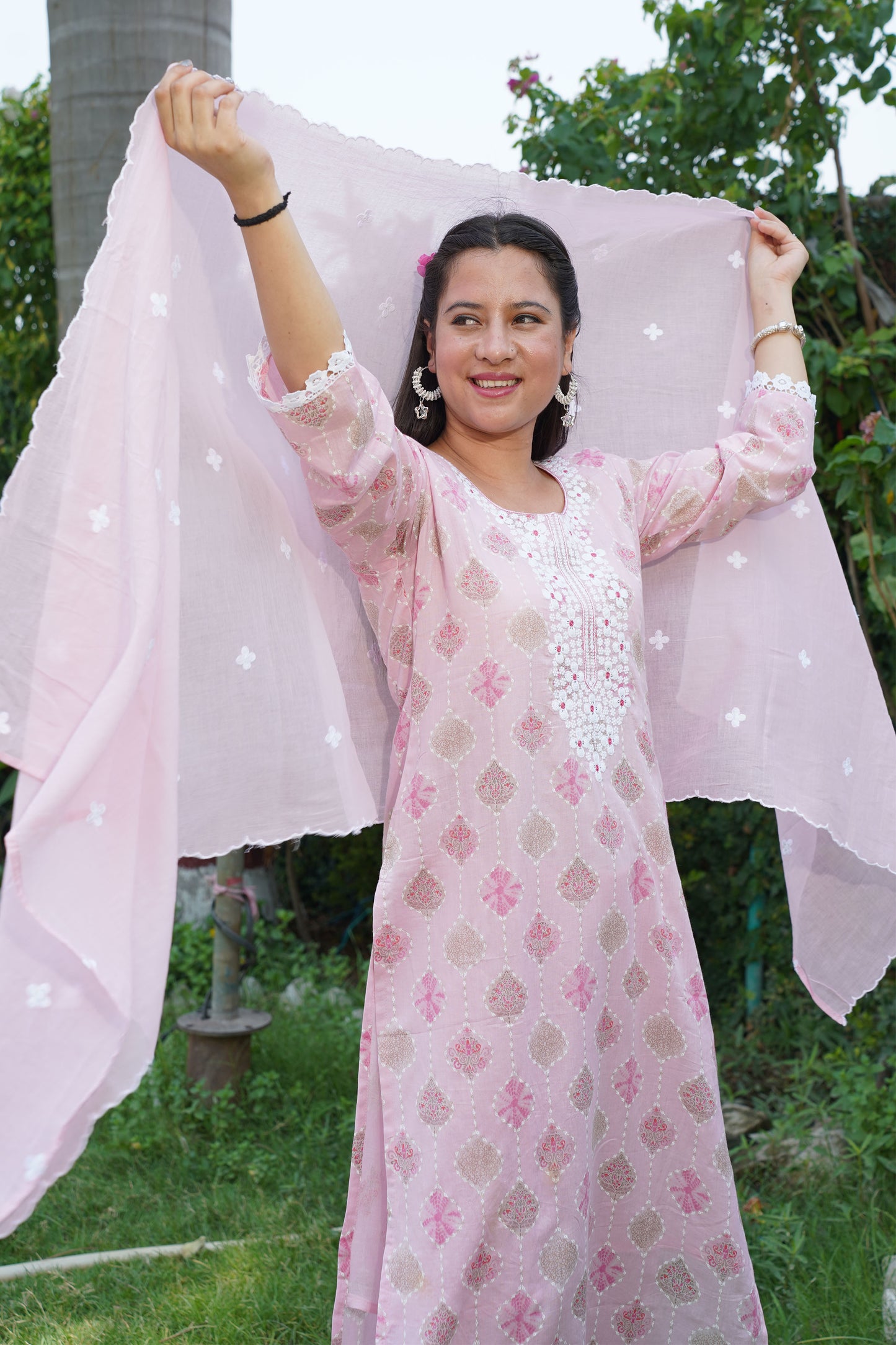 Baby Pink Mul Cotton Suit Set