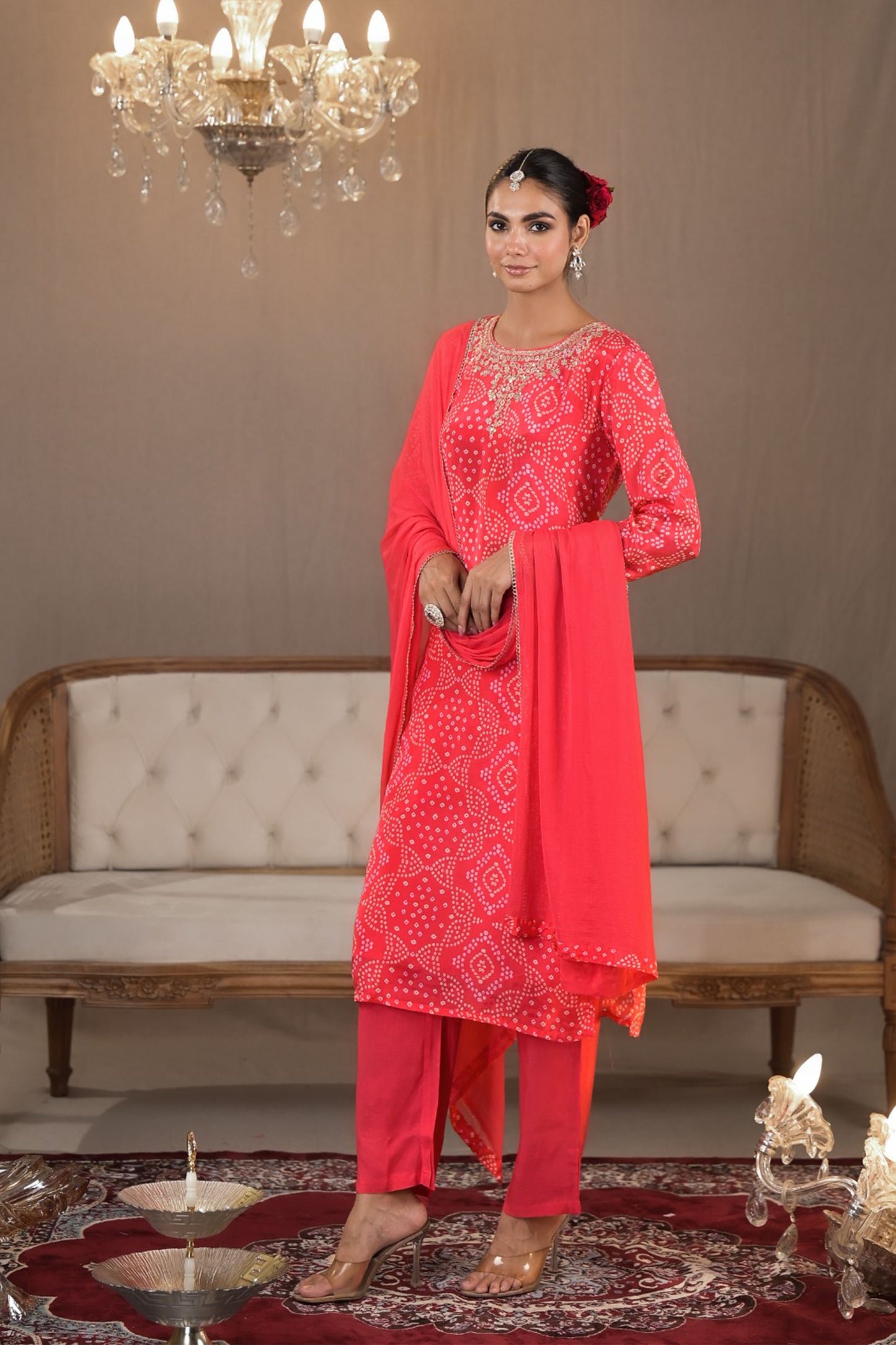 Bandhej Bliss Silk Suit Set