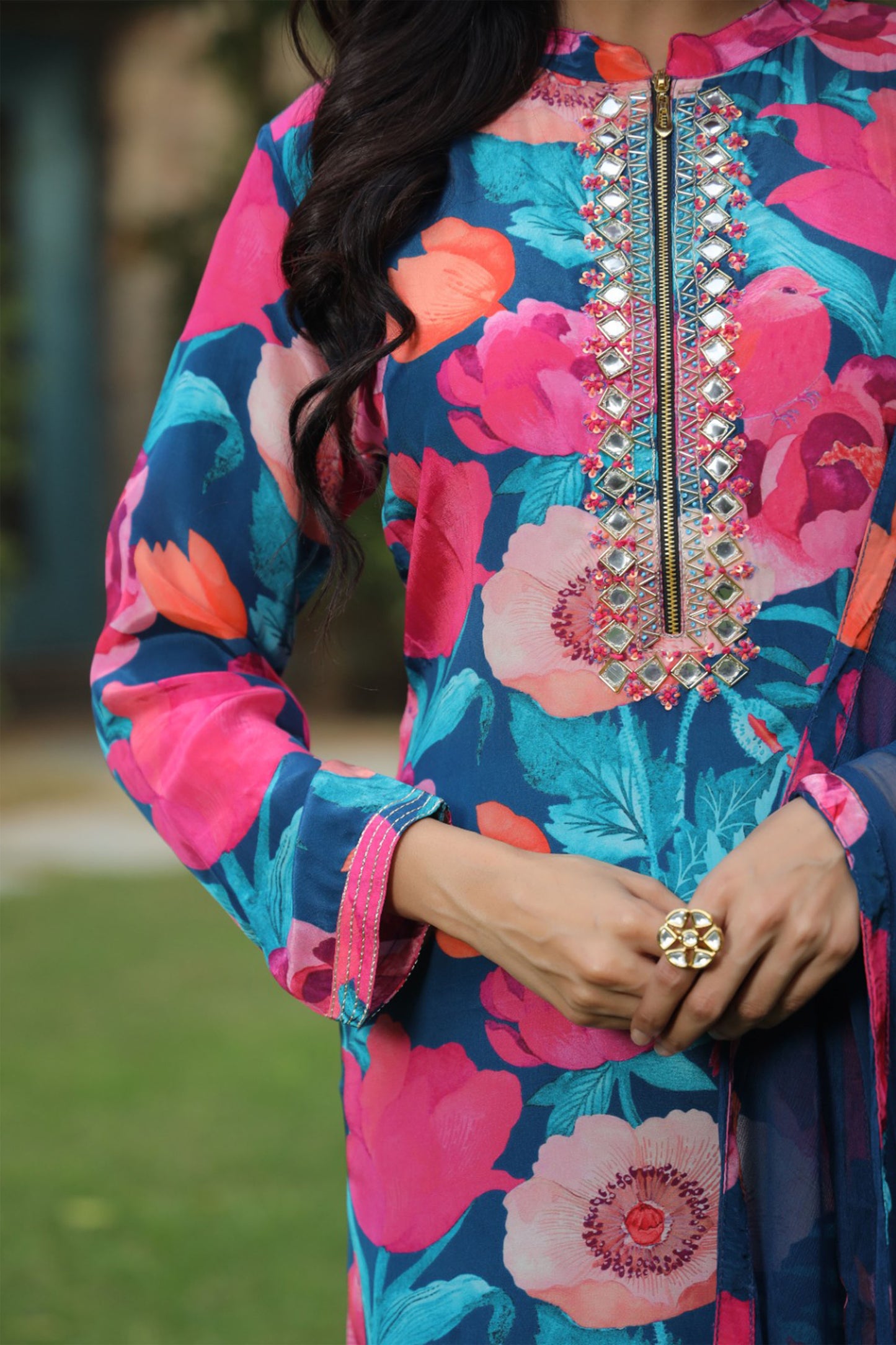 Peacock Mirrored Kurta Set