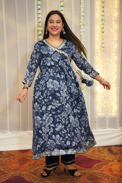 Chinon Blue Anarkali Set