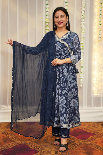 Chinon Blue Anarkali Set