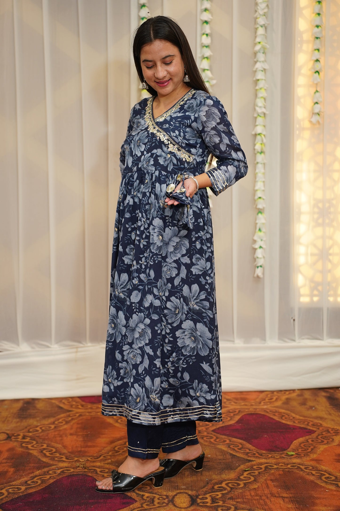 Chinon Blue Anarkali Set