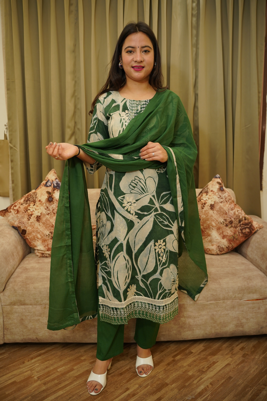 Deep Green Cotton Suit Set