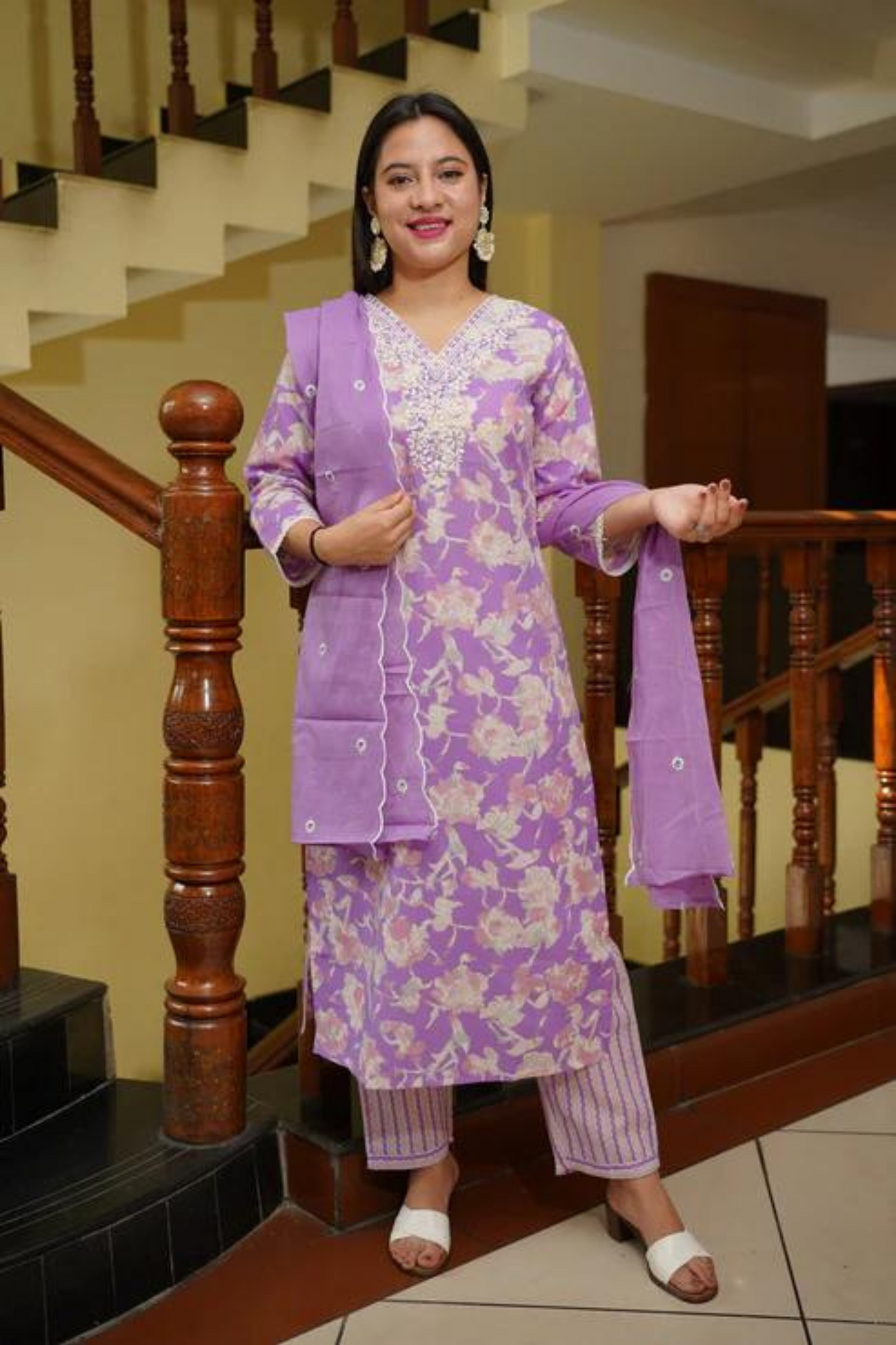 Dreamy Violet Cotton Suit Set