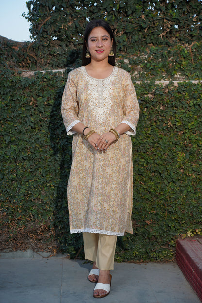 Dusty Yellow Mul Cotton Suit Set