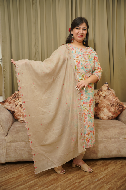 Earthy Floral Cotton Suit Set