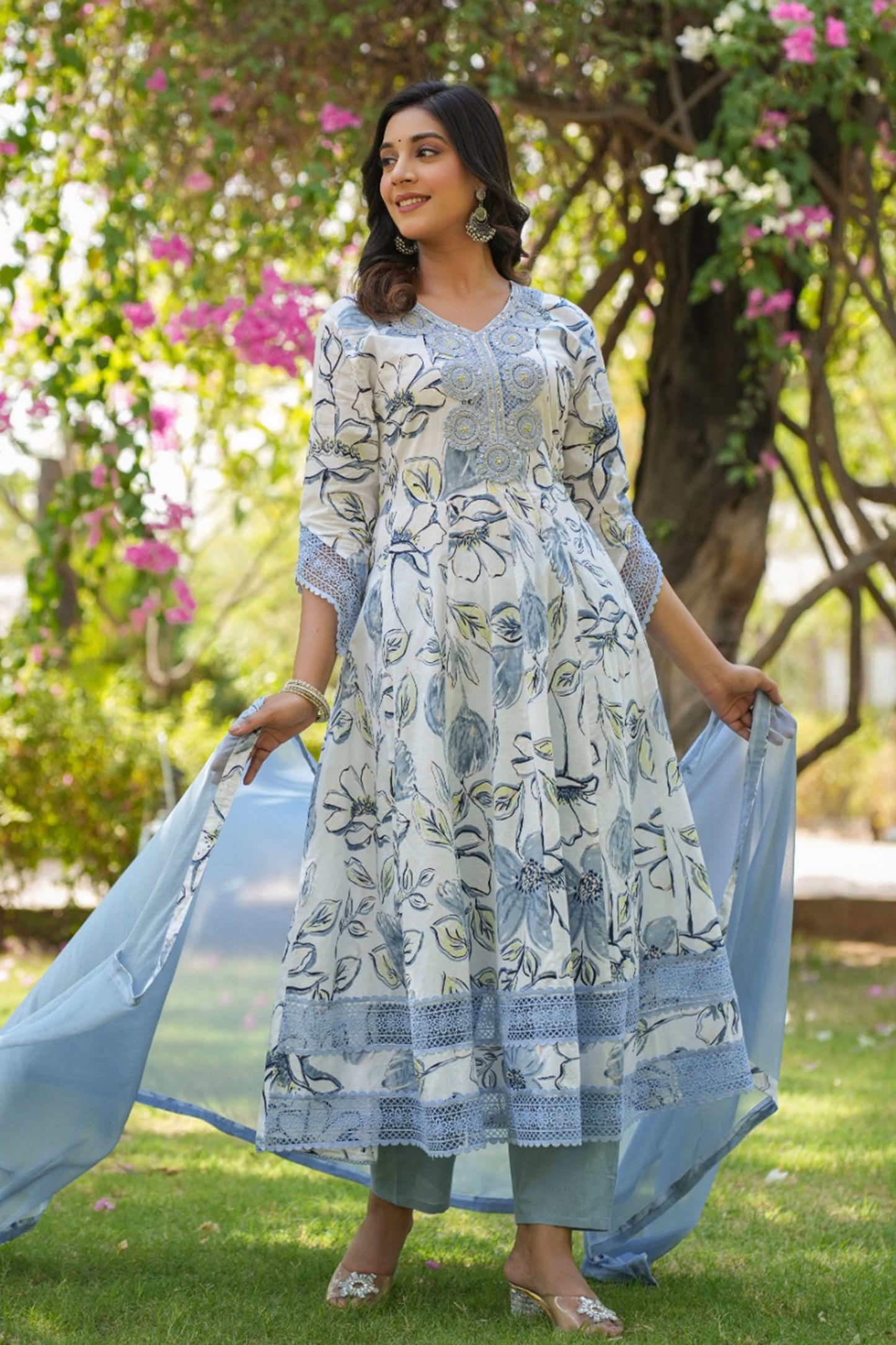 Floral Print Anarkali Suits