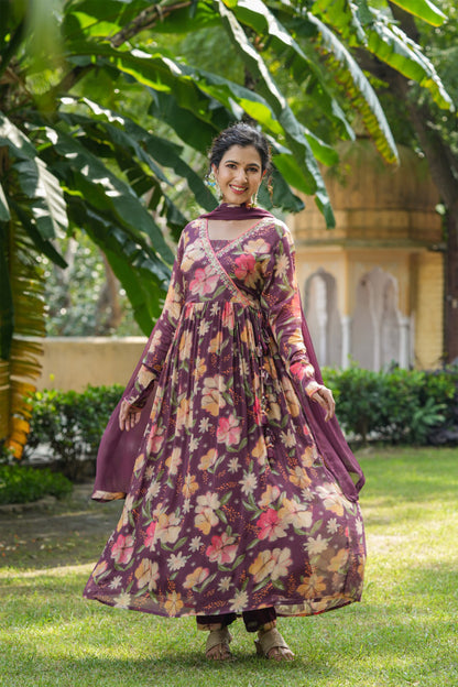 Wine Chinon Anarkali Set