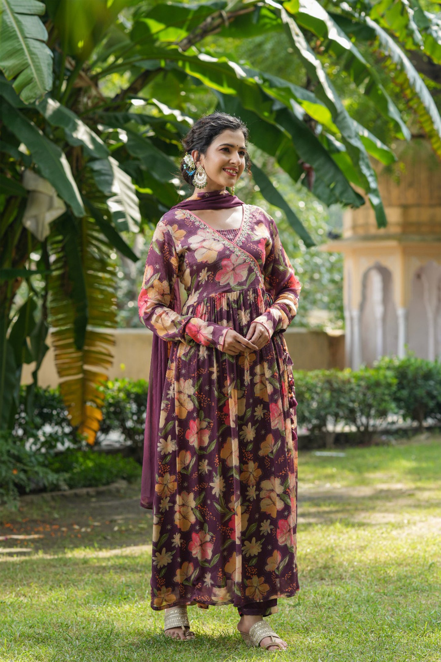 Wine Chinon Anarkali Set