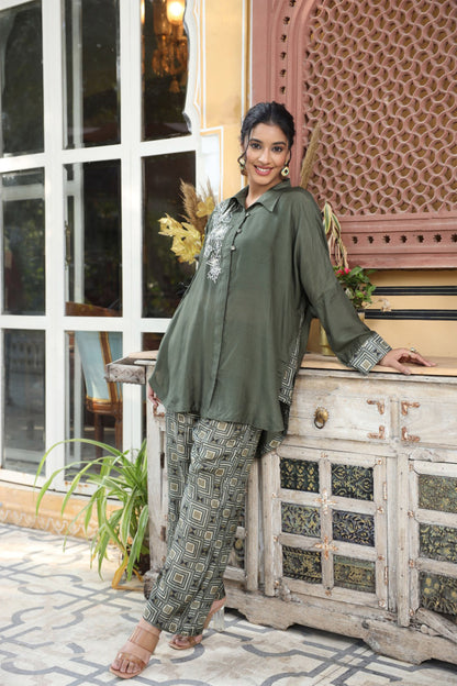 Olive Dream Muslin Co-ord Set