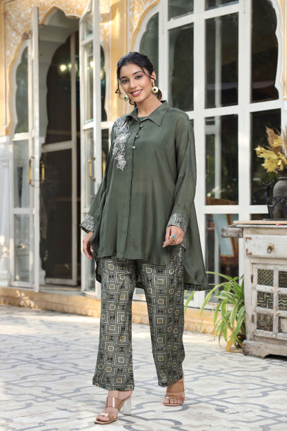 Olive Dream Muslin Co-ord Set