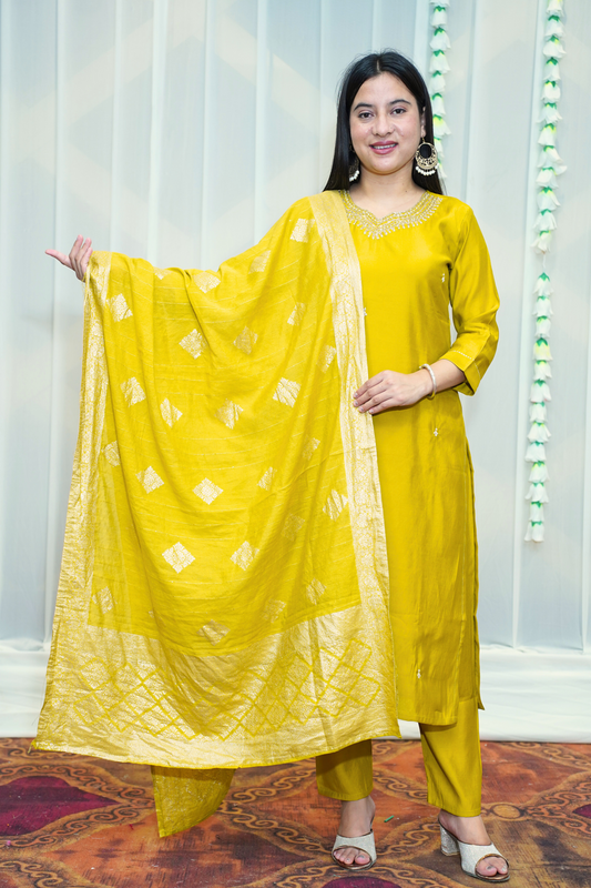 Golden Yellow Muslin Set