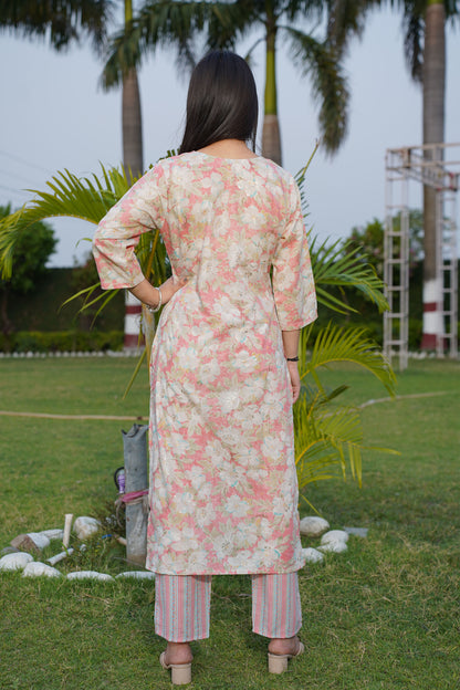 Pastel Floral Mul Cotton Suit Set