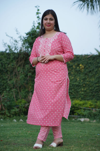 Pink Delight Cotton Suit Set