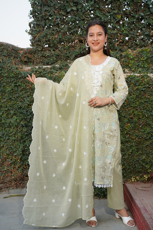 Pista Floral Mul Cotton Suit Set