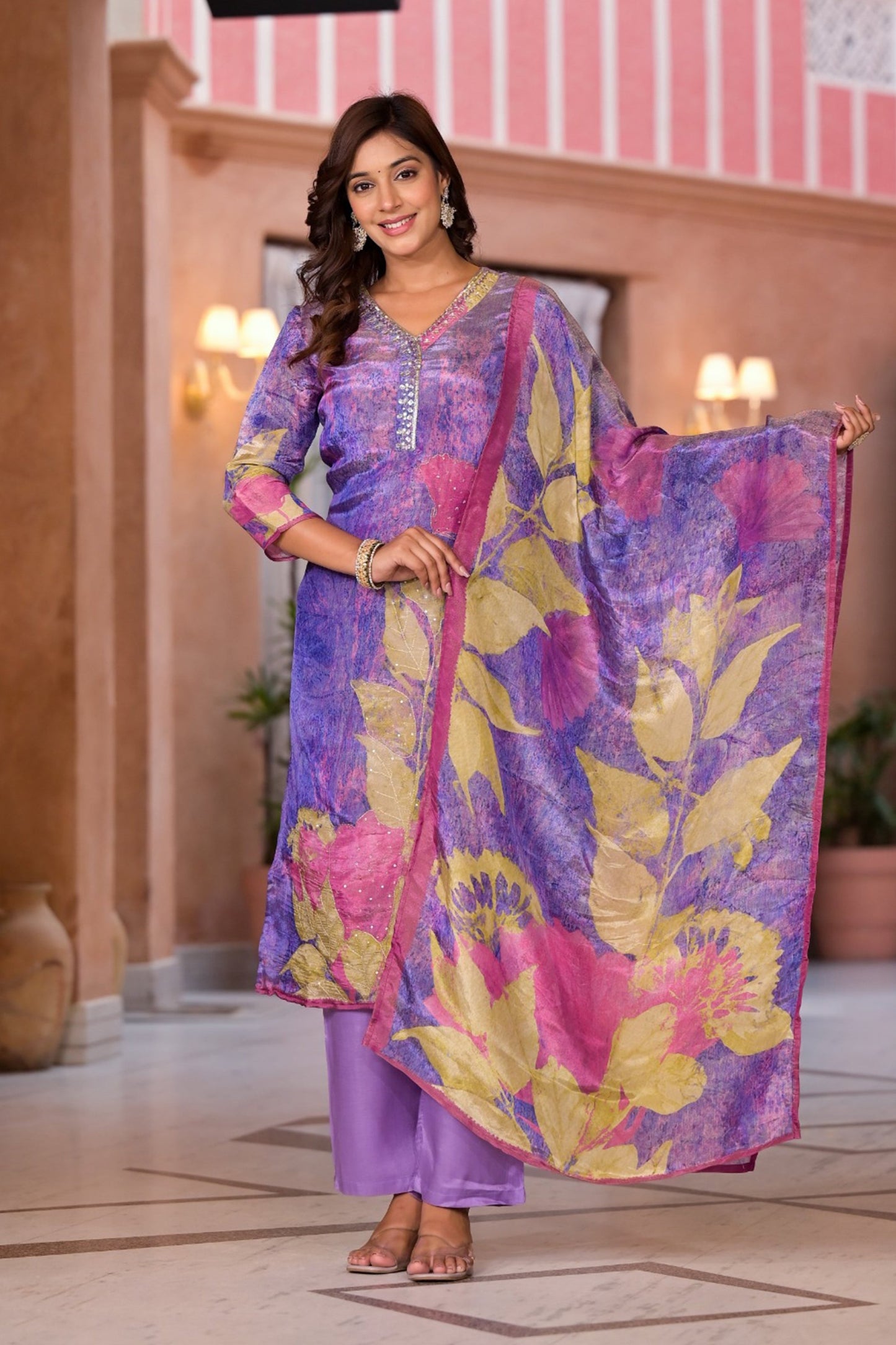 Mauve Shimmer Kurta Set