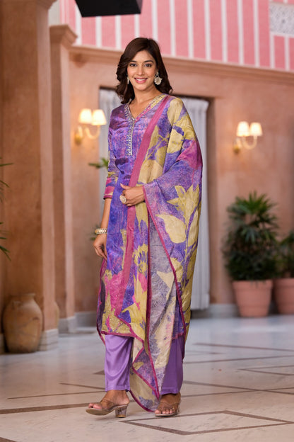 Mauve Shimmer Kurta Set