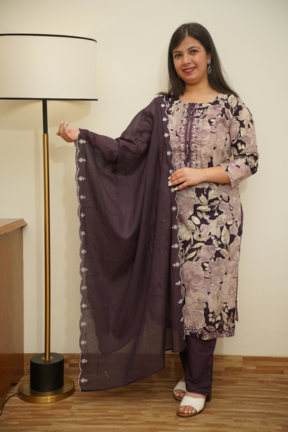 Purple Orchid Cotton Suit Set