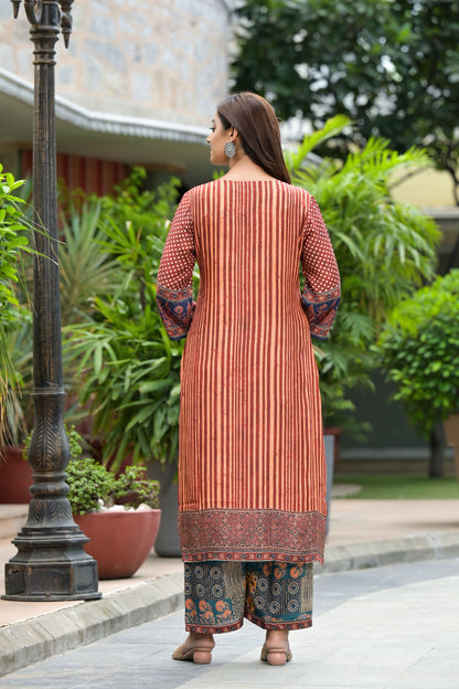 Amber Glow Muslin Kurta Set