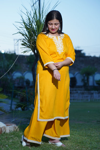 Sunflower Yellow Rayon Kurta Set