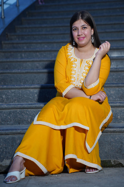 Sunflower Yellow Rayon Kurta Set