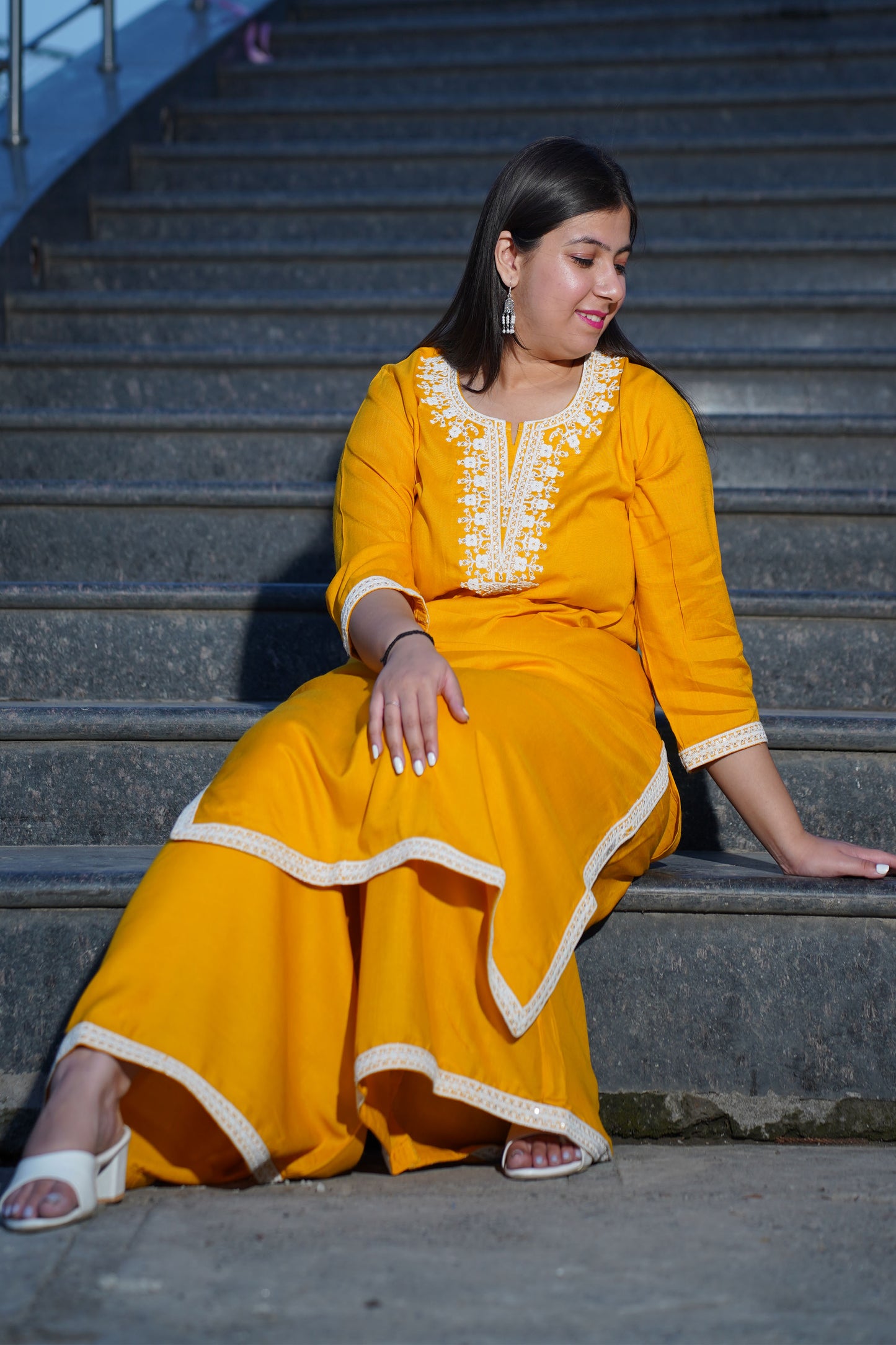 Sunflower Yellow Rayon Kurta Set