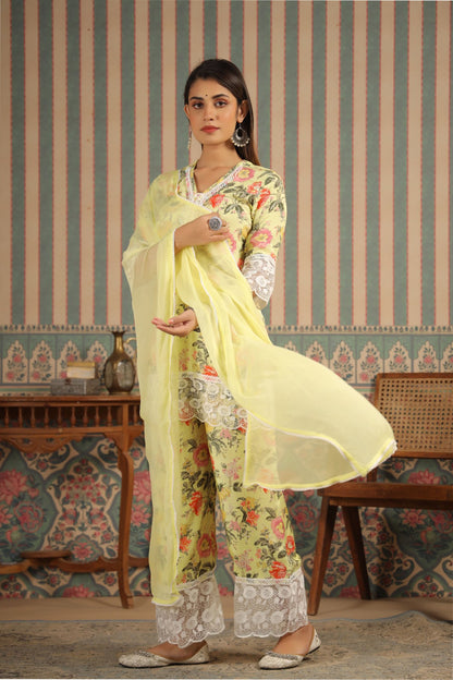 Soft Lime Muslin Co-ord Set