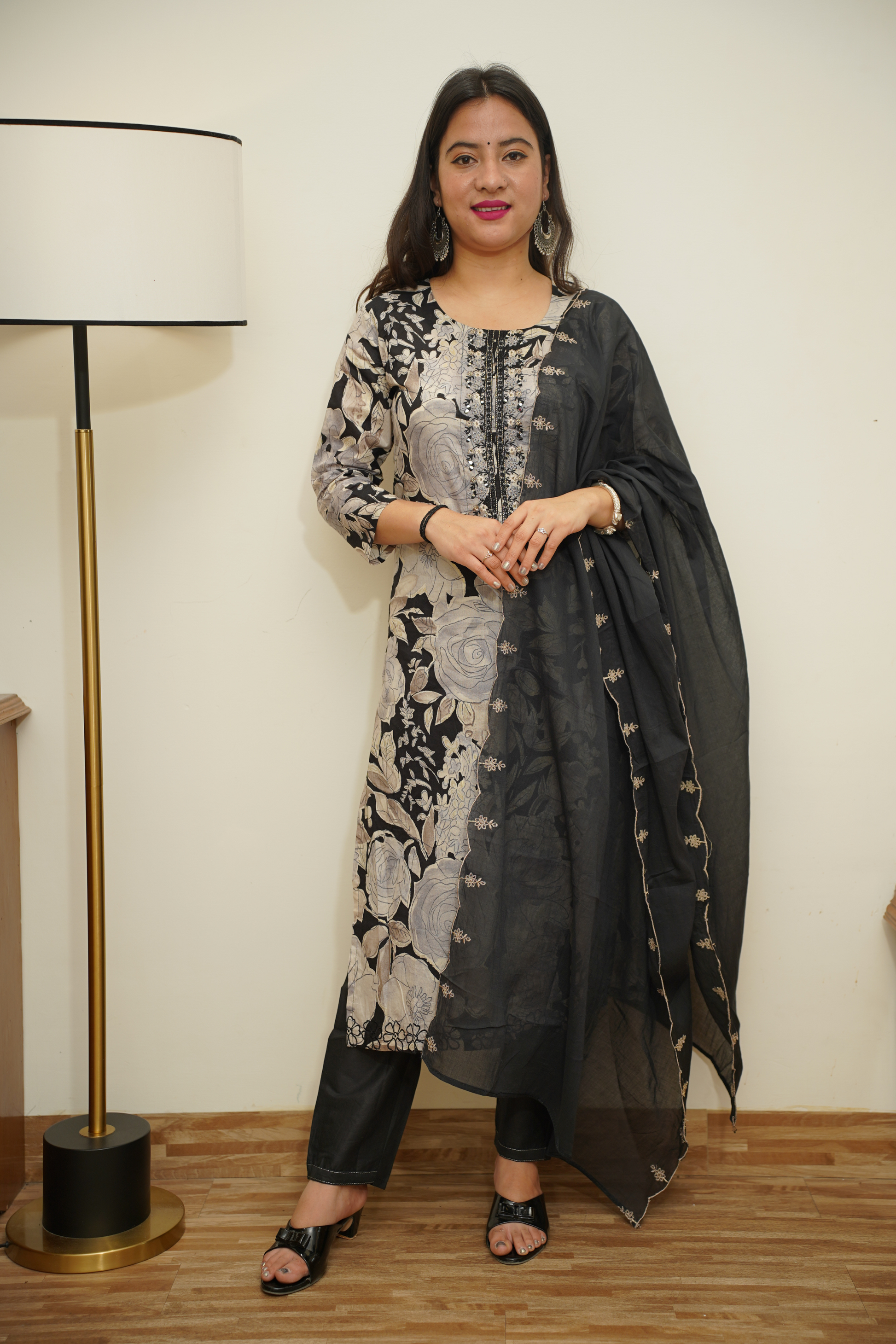 Black Kurta Set For Women