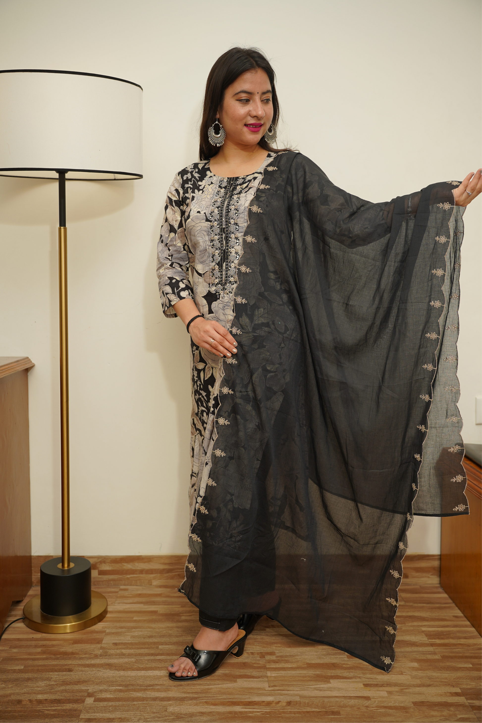 Black Kurta Set For Women