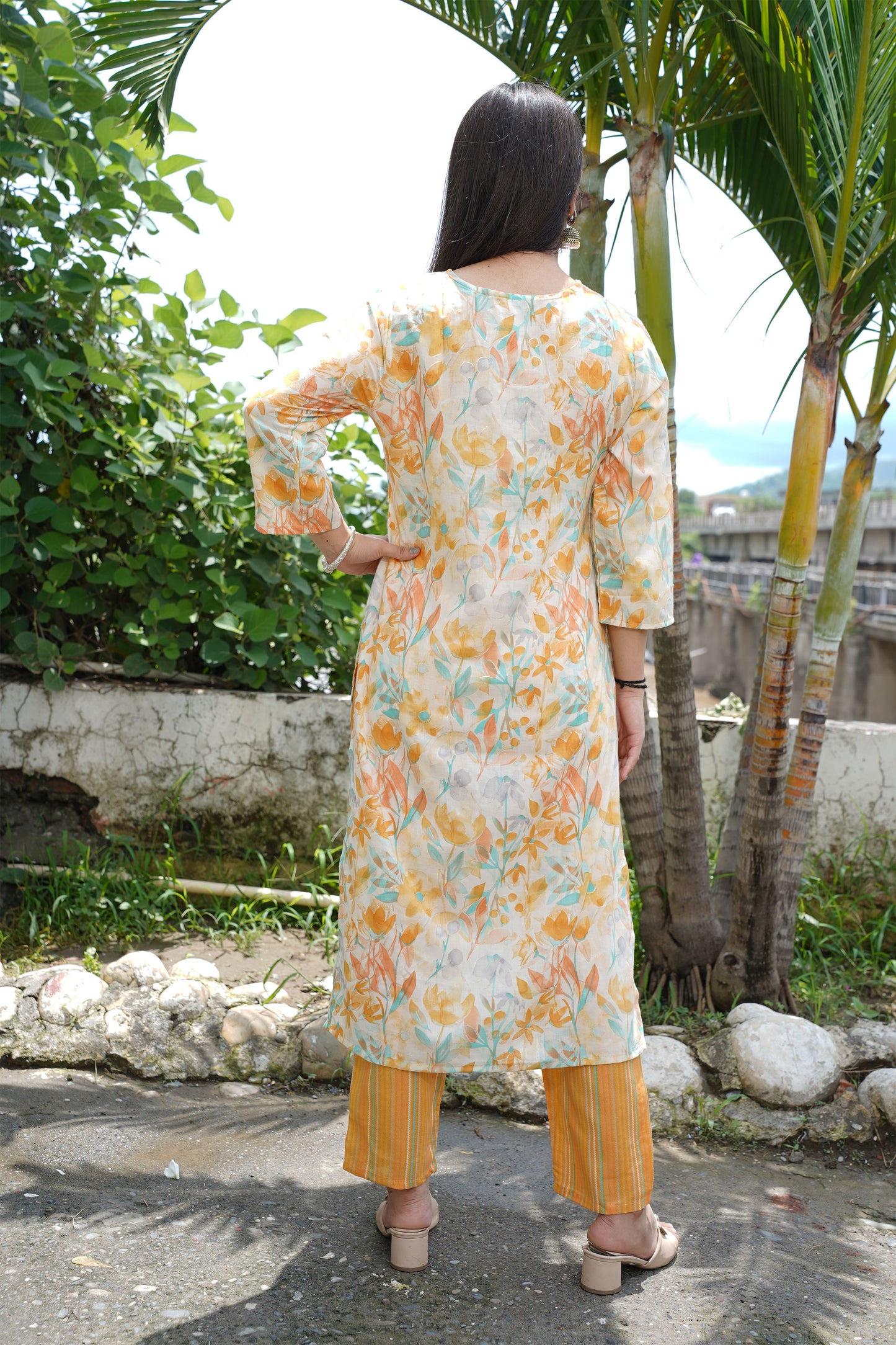 Yellow Floral Mul Cotton Suit Set